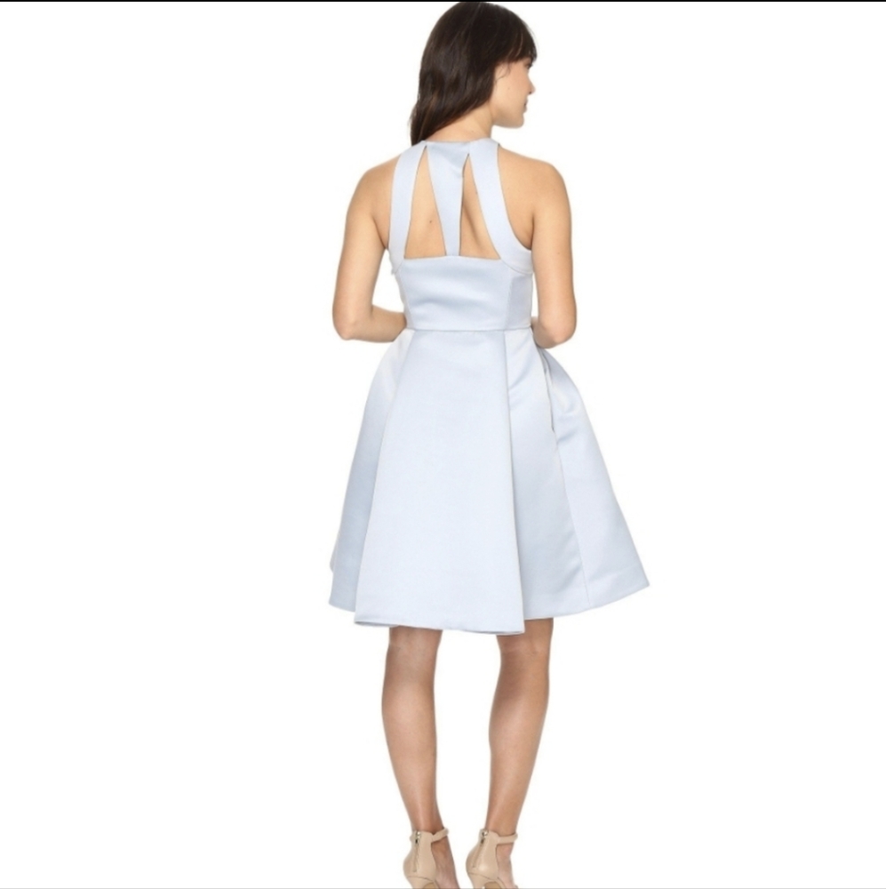 "Elegant Flair: Halston Heritage Satin Fit-and-Flare Dress" - Picture 10 of 10